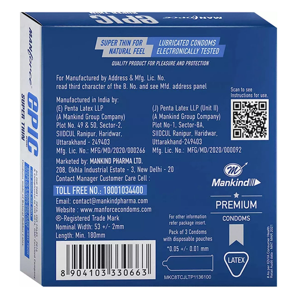 Manforce Manforce Epic Desire Super Thin Silk Chocolate Flavour Condoms, 3 Count ...