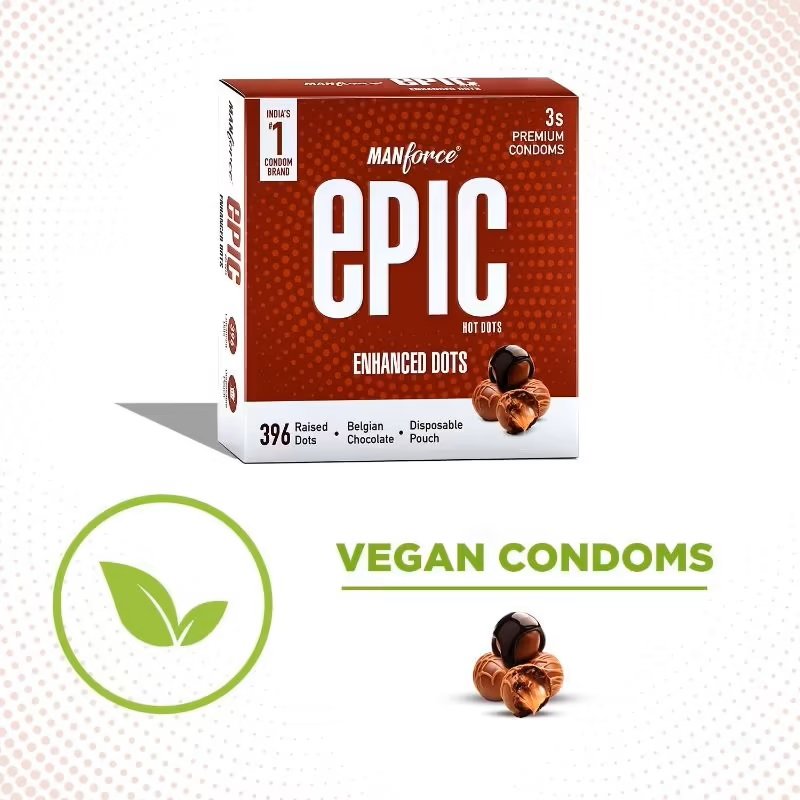 Manforce Epic Hot Dots Belgian Chocolate Flavour Condoms, 3 Count, Pack of 1 Manforce Epic Hot Dots Belgian Chocolate Flavour Condoms, 3 Count, Pack of 1