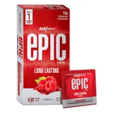 Manforce Epic Pleasure Long Lasting Super Thin Raspberry Flavour Premium Condoms, 10 Count, Pack of 1