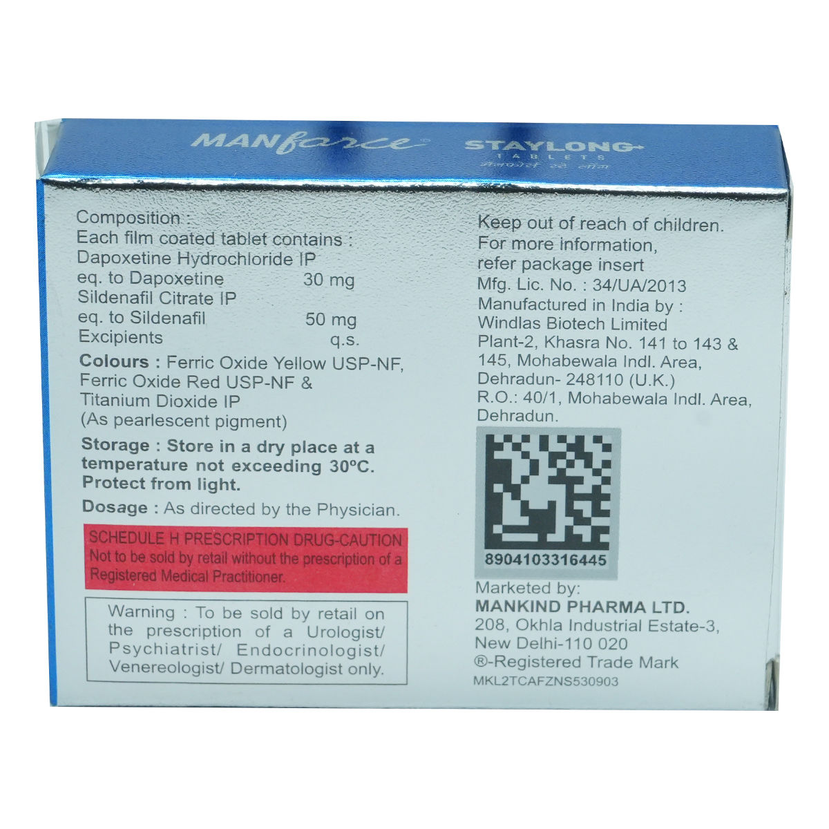 Manforce Staylong Tablet 4's, Pack of 4 TabletS Manforce Staylong Tablet 4's, Pack of 4 TabletS