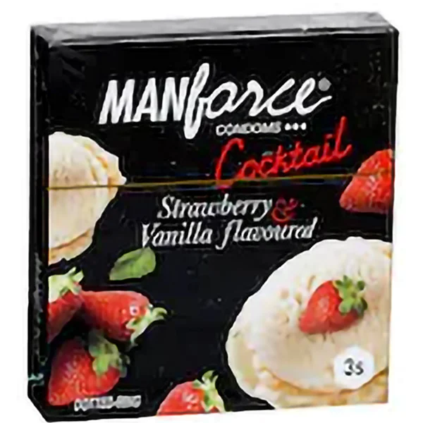 Manforce Strawberry+Vanilla Flavour Condoms, 3 Count