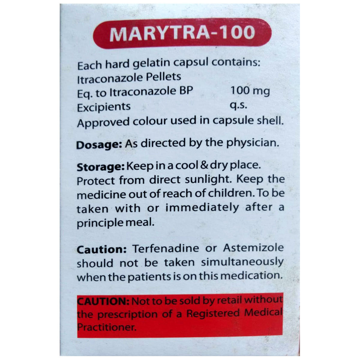 Marytra-100 Capsule 10's, Pack of 10 CAPSULES Marytra-100 Capsule 10's, Pack of 10 CAPSULES