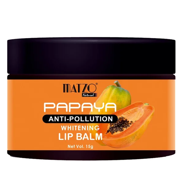 Matzo Papaya Antipollution Whitening Lip Balm 15 gm | Moisturises & Hydrates Lips | Lightens Dark Lips | Repair Wrinkled & Smoky Lips