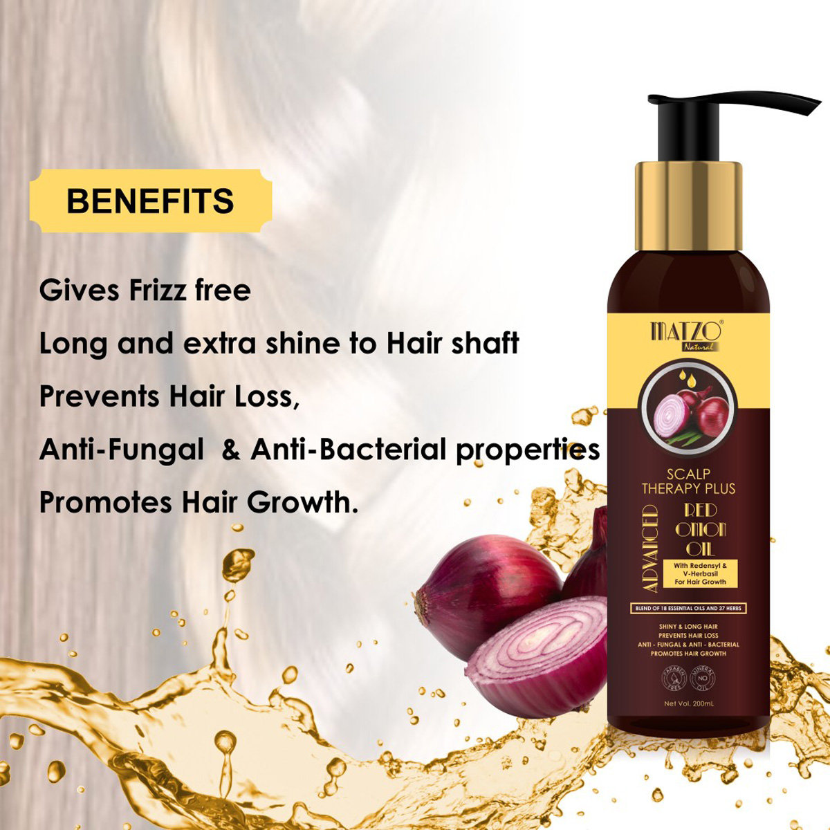 Matzo Scalp Therapyplus Red Onion Oil, 200 ml, Pack of 1 Matzo Scalp Therapyplus Red Onion Oil, 200 ml, Pack of 1