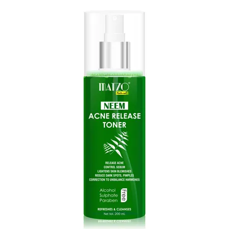 Matzo Neem Acne Release Toner 200 ml | Cleanses & Refreshes | Controls Excess Oil | Reduces Dark Spots, Pimples & Blemishes | 100% Natural | For Men & Women