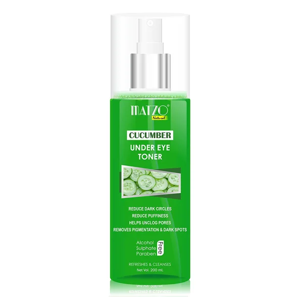 Matzo Cucumber Under Eye Toner 200 ml | Refreshes &amp; Cleanses Skin | Reduces Puffiness, Dark Circles | Removes Pigmentation &amp; Dark Spots | Unclogs Pore, Pack of 1