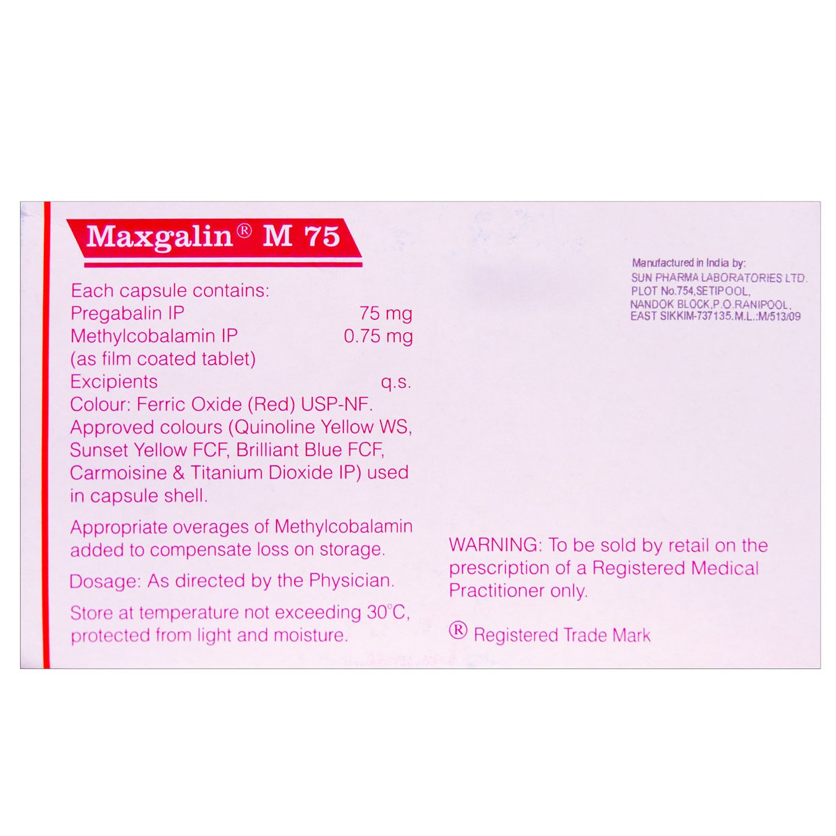 Maxgalin M 75 Capsule 10's, Pack of 10 Maxgalin M 75 Capsule 10's, Pack of 10