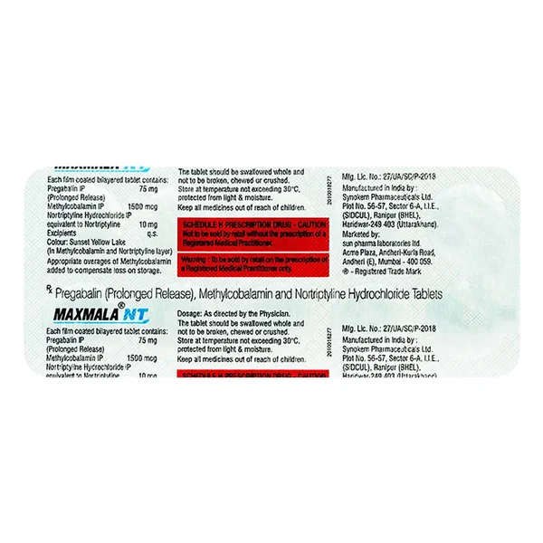 Maxmala NT 75 mg/1500 mcg/10 mg Tablet 10's