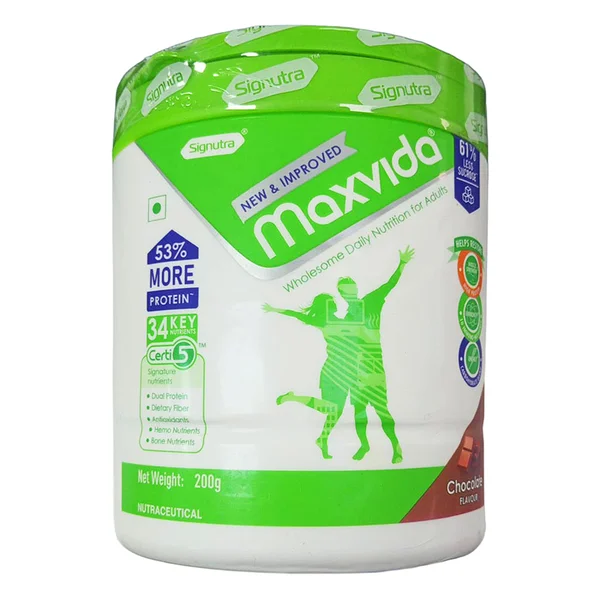 Maxvida New & Improved Chocolate Flavour Powder, 200 gm Jar