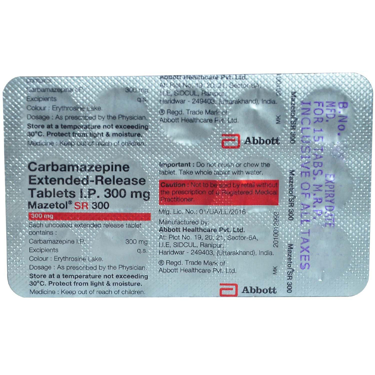 Mazetol SR 300 Tablet 15's, Pack of 15 TabletS Mazetol SR 300 Tablet 15's, Pack of 15 TabletS