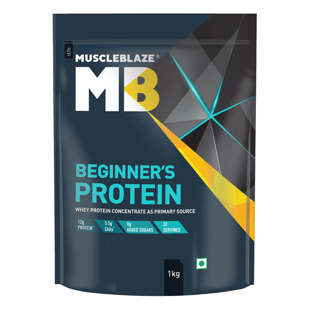 Buy MuscleBlaze Beginner's Whey Protein Concentrate Chocolate Flavour Powder, 1 kg Online
