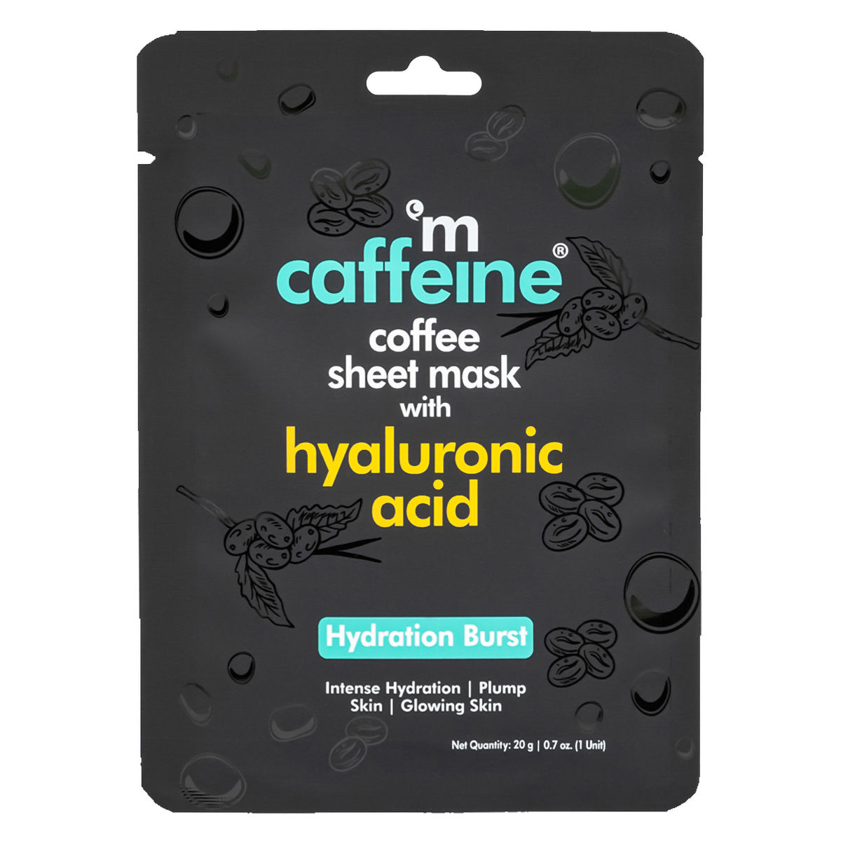 Buy Mcaffeine Coffee Sheet Mask With Hyaluronic Acid 20 gm | For Hydration Burst With Coffee Extract, Aloe Vera Leaf Extract & Caffiene | Intense Hydration Upto 24hrs | Gives Glowing Skin | Plump Skin | Natural | For All Skin Type Online