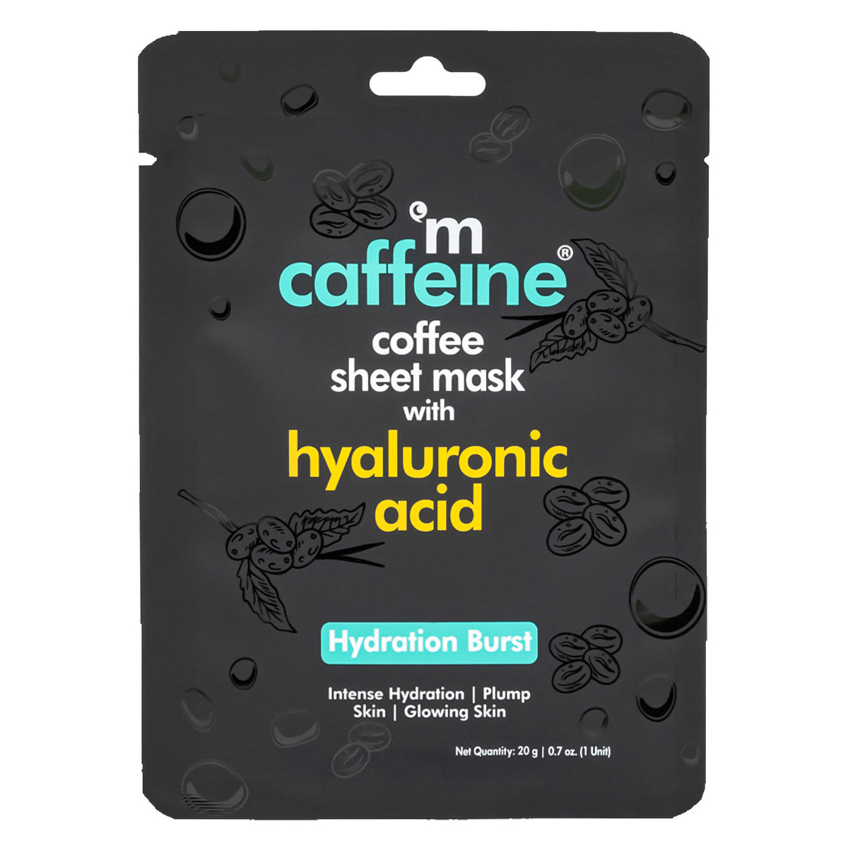 Mcaffeine Coffee Sheet Mask With Hyaluronic Acid 20 gm | For Hydration Burst With Coffee Extract, Aloe Vera Leaf Extract & Caffiene | Intense Hydration Upto 24hrs | Gives Glowing Skin | Plump Skin | Natural | For All Skin Type, Pack of 1 Mcaffeine Coffee Sheet Mask With Hyaluronic Acid 20 gm | For Hydration Burst With Coffee Extract, Aloe Vera Leaf Extract & Caffiene | Intense Hydration Upto 24hrs | Gives Glowing Skin | Plump Skin | Natural | For All Skin Type, Pack of 1