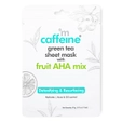 Mcaffeine Green Tea Sheet Mask with Fruit AHA Mix 20 gm | Green Tea Extract, Hyaluronic Acid, Aloe Vera Extract & Caffiene | For Detoxifying & Resurfacing | Acne & Oil Control | 24hrs Of Hydration | Natural | For All Skin Type