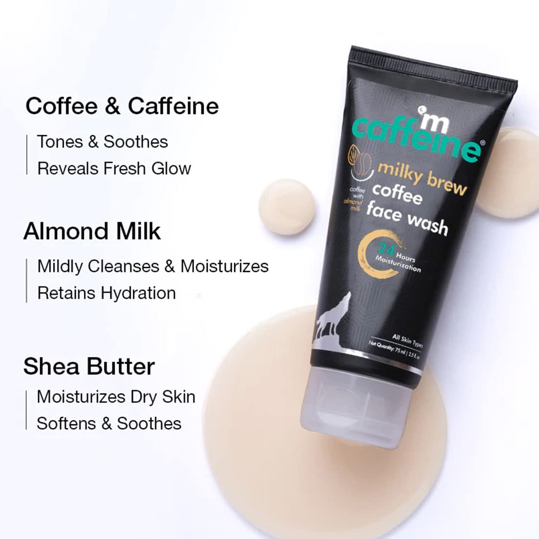 Mcaffeine Milky Brew Coffee Face Wash 75 ml | Coffee, Almond Milk | Provides 24Hrs Of Moisturization | Gentle Cleansing & Hydration | For Both Men & Women | For Dry Skin, All Skin Type, Pack of 1 Mcaffeine Milky Brew Coffee Face Wash 75 ml | Coffee, Almond Milk | Provides 24Hrs Of Moisturization | Gentle Cleansing & Hydration | For Both Men & Women | For Dry Skin, All Skin Type, Pack of 1