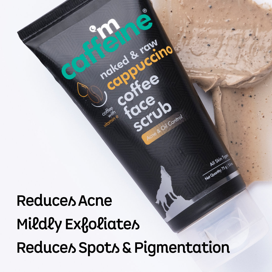 Mcaffeine Naked & Raw Cappuccino Coffee Face Scrub 75 gm | Enriched With Coffee, Caffeine, Vitamin E, Cinnamon, Kaolin & Bentonite Clay | Control Excess Oil | Treats Acne | Kills 99.9% Acne Causing Germs | For All Skin Type, Pack of 1 Mcaffeine Naked & Raw Cappuccino Coffee Face Scrub 75 gm | Enriched With Coffee, Caffeine, Vitamin E, Cinnamon, Kaolin & Bentonite Clay | Control Excess Oil | Treats Acne | Kills 99.9% Acne Causing Germs | For All Skin Type, Pack of 1