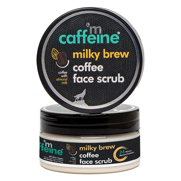 Mcaffeine Milky Brew Coffee Face Scrub 75 gm | Coffe With Almond Oil | 24hrs Of Moisturization | Gently Exfoliates | Heals Dry Skin | For Men &amp; Women | For All Skin Type, Pack of 1