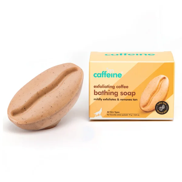 Mcaffeine Exfoliating Coffee Bathing Soap 75 gm | Coffee, Caffeine, Almond Milk & Caramel | Exfoliates, Polishes & Moisturizes Skin | For Tan Removal | Coffee Aroma | For All Skin Type