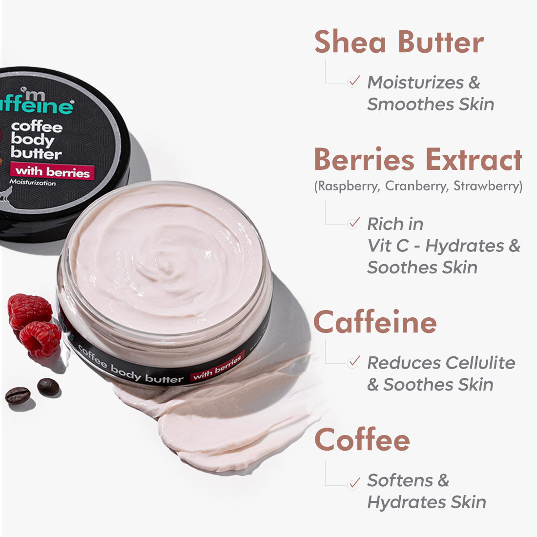 Mcaffeine Coffee Body Butter with Berries, 100 gm Price, Uses, Side
