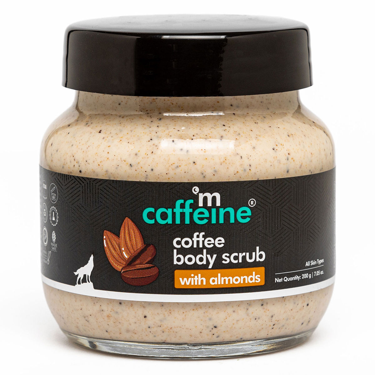 Mcaffeine Coffee Body Scrub with Almonds 200 gm Blend of Coffee