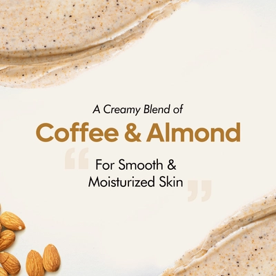 Mcaffeine Coffee Body Scrub with Almonds 200 gm | Blend of Coffee &amp; Almond | Removes Dead Skin | Tan Removal Scrub | For Smooth Skin | For All Skin Type, Pack of 1