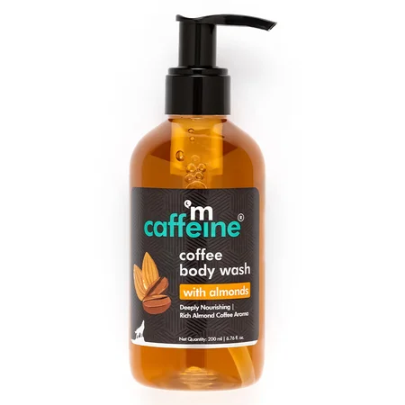 Mcaffeine Coffee Body Wash With Almonds 200 ml | Enriched With Almond, Caffiene, Coffee Extract & Vitamin E | Deeply Cleanses, Nourishes & De-Tans Skin | For Both Men & Women | For All Skin Type