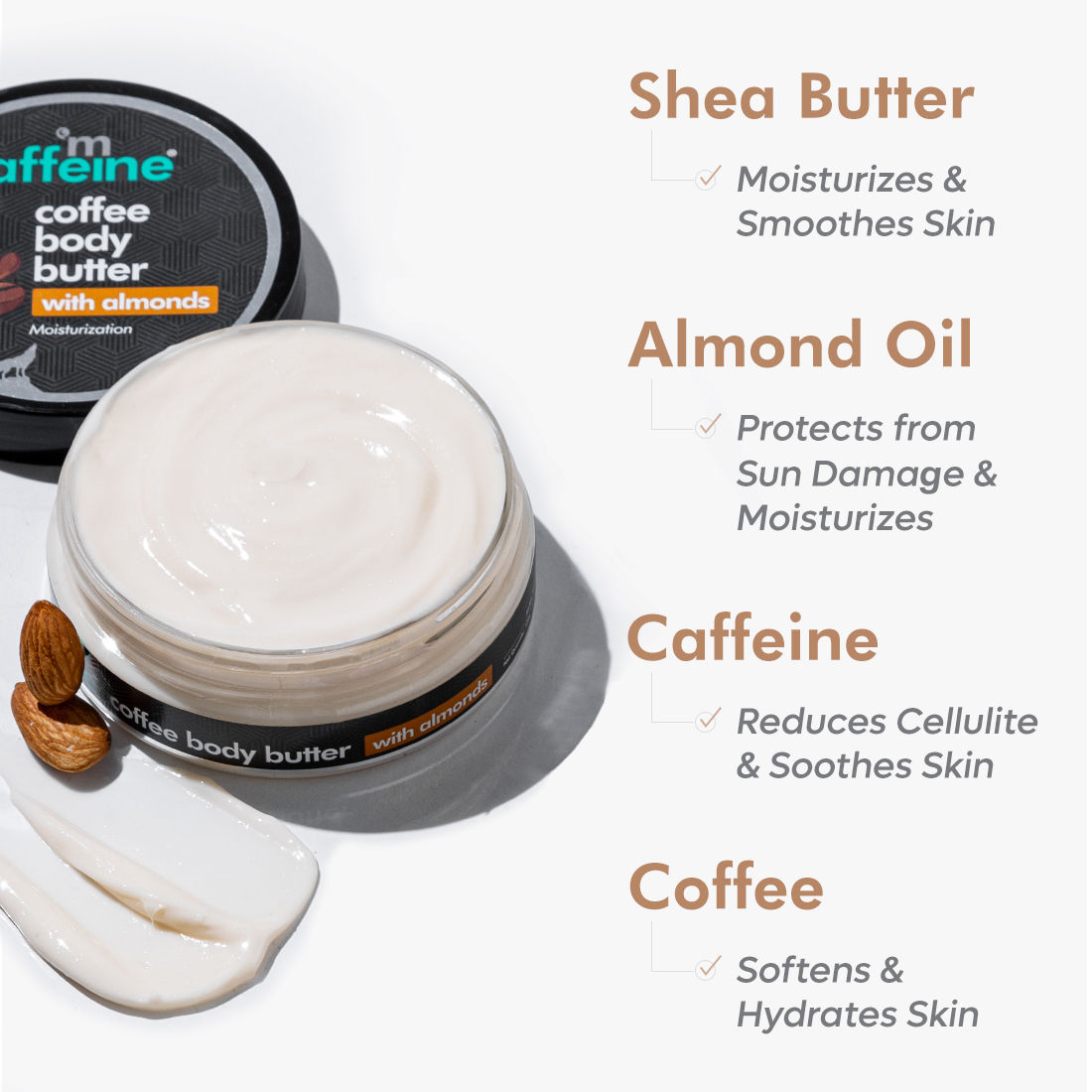 Mcaffeine Coffee Body Butter with Almonds, 100 gm Price, Uses, Side