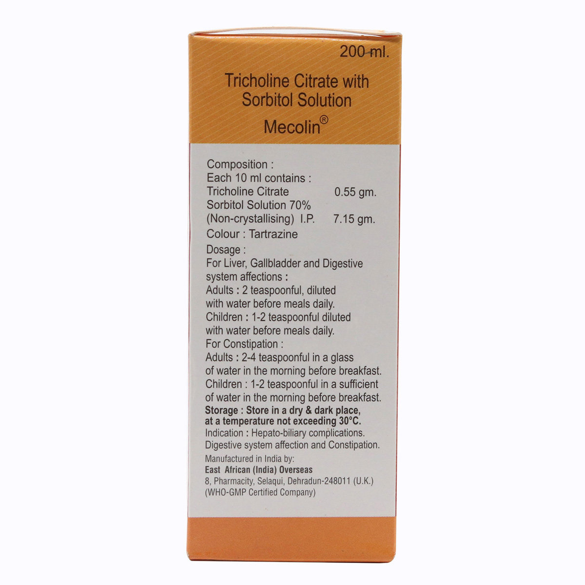 Mecolin Solution 200 ml, Pack of 1 Solution Mecolin Solution 200 ml, Pack of 1 Solution