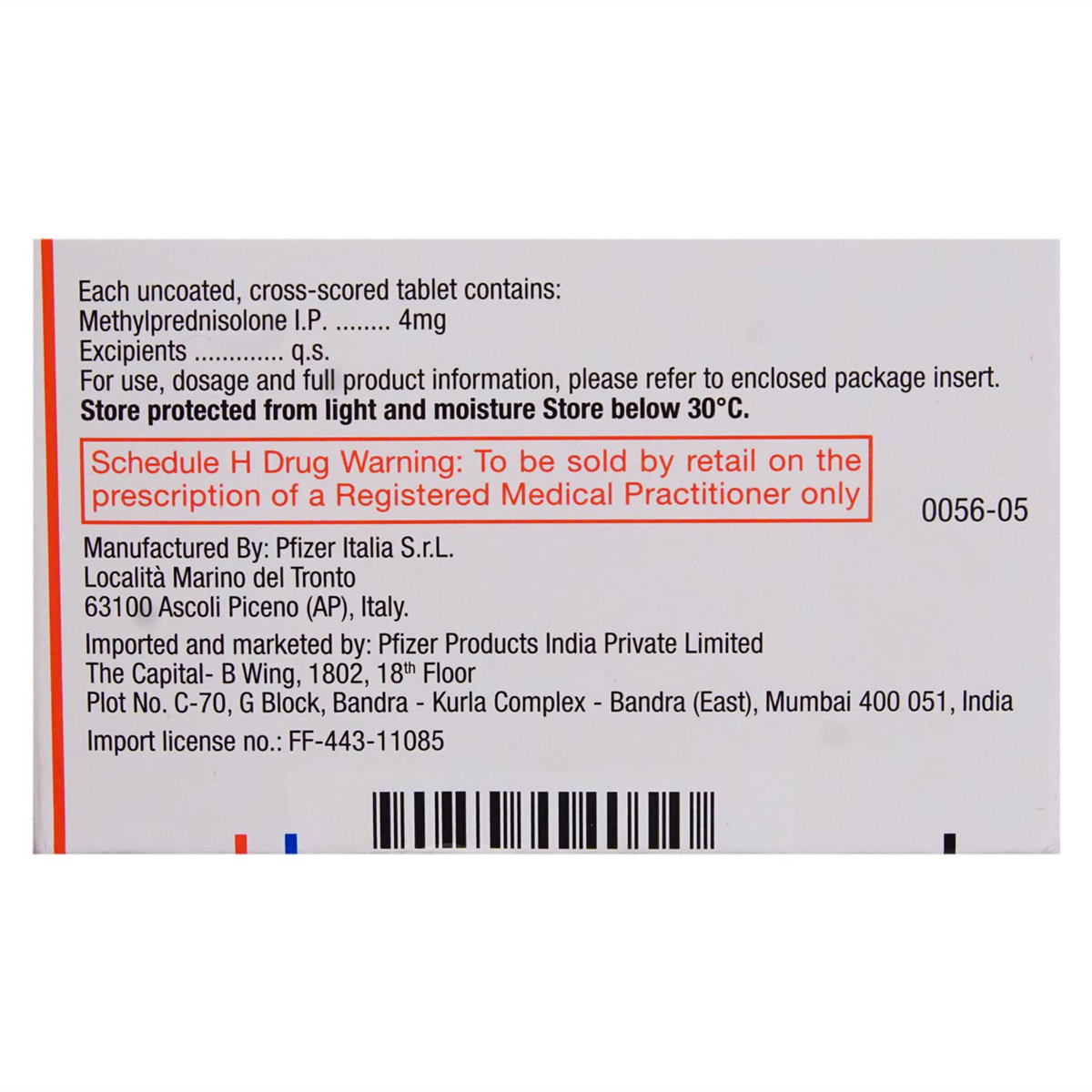Medrol 4 mg Tablet 10's, Pack of 10 TABLETS Medrol 4 mg Tablet 10's, Pack of 10 TABLETS