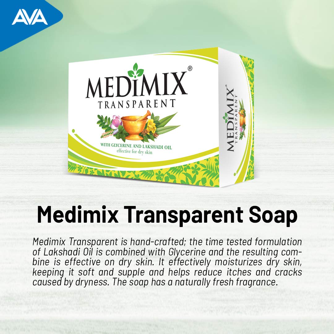 Medimix Transparent Soap 125 gm | With Natural Glycerin & Lakshadi Oil | Moisturises | For Dry Skin, Pack of 1 Medimix Transparent Soap 125 gm | With Natural Glycerin & Lakshadi Oil | Moisturises | For Dry Skin, Pack of 1