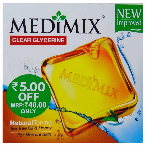 Medimix Clear Glycerine Natural Toning Soap 100 gm | Tea Tree Oil &amp; Honey | Maintain Natural Skin Tone | For Normal Skin, Pack of 1
