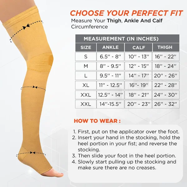 Vissco Medical Compression Stockings Below Knee Large, 1 Count