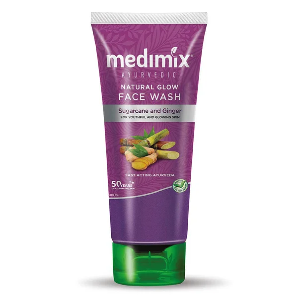 Medimix Natural Glow Face Wash 100 ml | With Sugarcane &amp; Ginger | For Youthful And Glowing Skin, Pack of 1