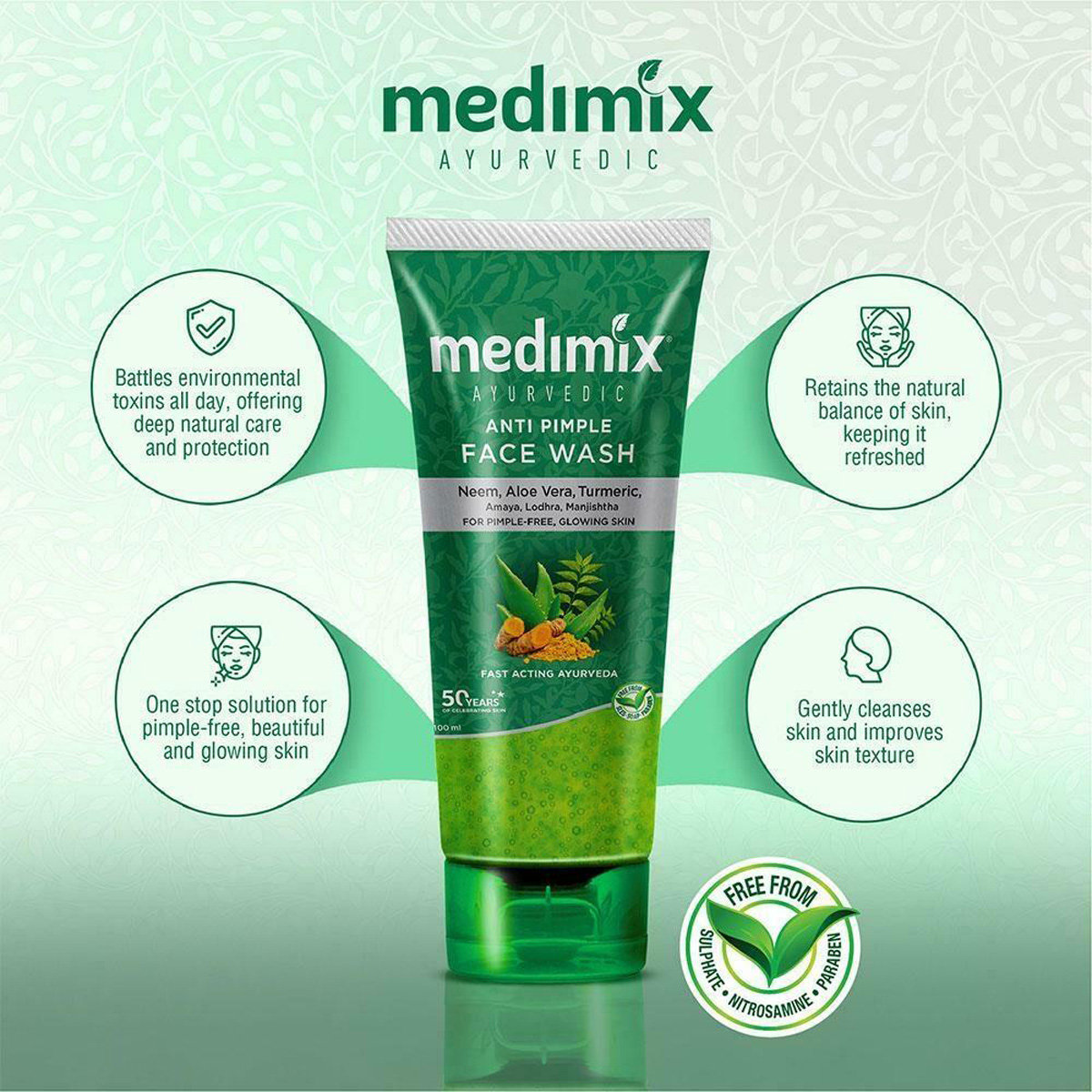 Medimix Anti Pimple Face Wash 100 ml | Neem, Aloevera, Turmeric, Amaya, Lodhra, Manjishtha | Reduces Pimples | For Pimple Free, Glowing Skin, Pack of 1 Medimix Anti Pimple Face Wash 100 ml | Neem, Aloevera, Turmeric, Amaya, Lodhra, Manjishtha | Reduces Pimples | For Pimple Free, Glowing Skin, Pack of 1