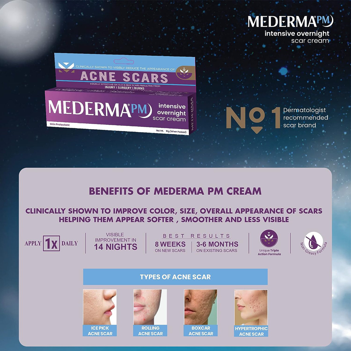 Mederma PM Intensive Overnight Scar Cream 10 gm, Pack of 1 Mederma PM Intensive Overnight Scar Cream 10 gm, Pack of 1