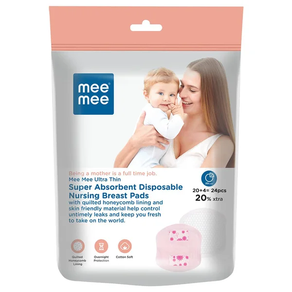 Mee Mee Ultra Thin Super Absorbent Disposable Maternity Nursing Breast Pads, 24 Count, Pack of 1