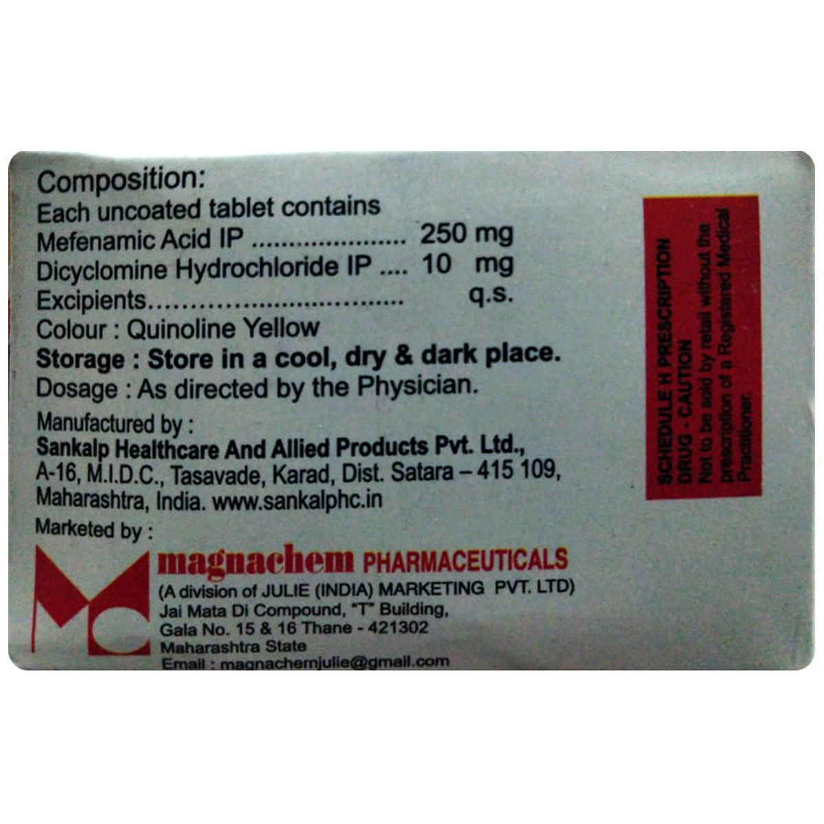 Mefagan Spas Tablet 10's, Pack of 10 TabletS Mefagan Spas Tablet 10's, Pack of 10 TabletS