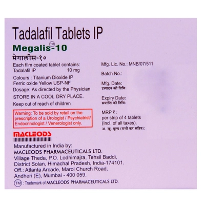 Megalis-10 Tablet 4's, Pack of 4 TABLETS