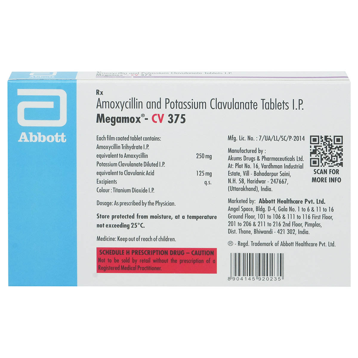 Megamox CV 375 mg Tablet 10's, Pack of 10 TABLETS Megamox CV 375 mg Tablet 10's, Pack of 10 TABLETS