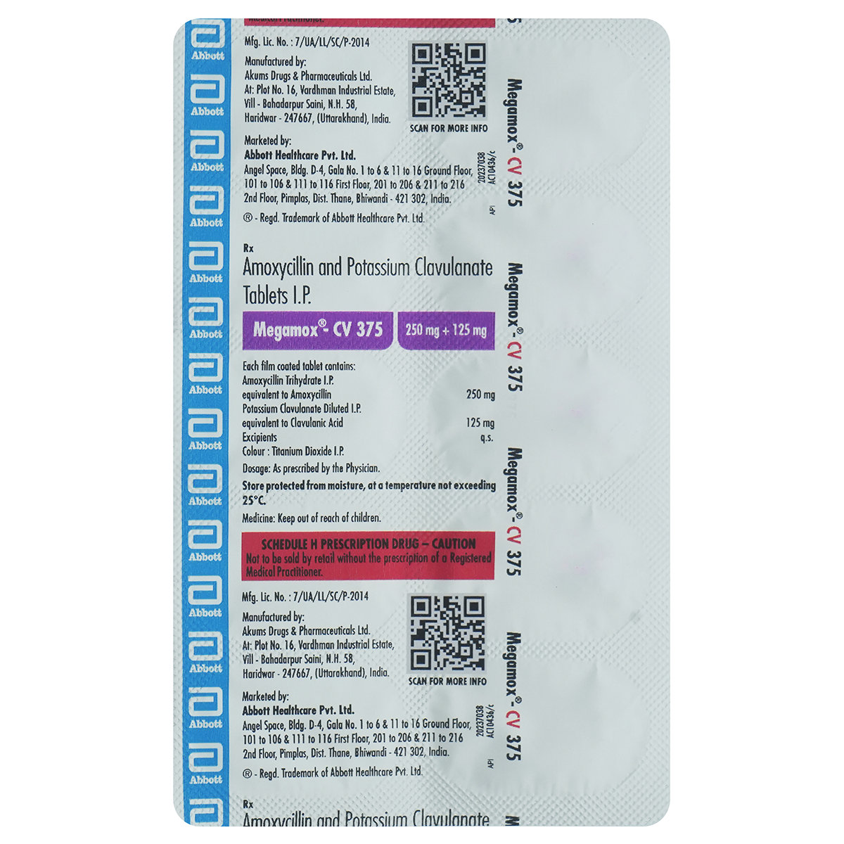 Megamox CV 375 mg Tablet 10's, Pack of 10 TABLETS Megamox CV 375 mg Tablet 10's, Pack of 10 TABLETS