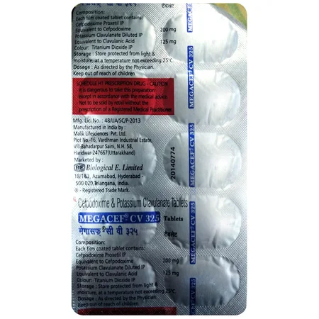 Megacef-CV 325 Tablet 10's