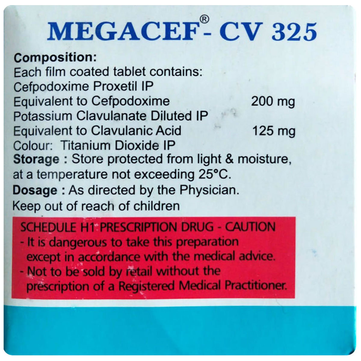 Megacef-CV 325 Tablet 10's, Pack of 10 TABLETS Megacef-CV 325 Tablet 10's, Pack of 10 TABLETS