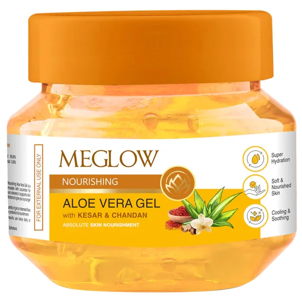 Meglow Aloevera Gel Kesar &amp; Chandan, 100 gm, Pack of 1