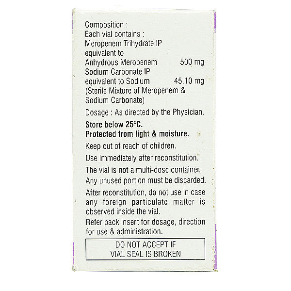 Merotec 500 mg Injection 1's, Pack of 1 INJECTION Merotec 500 mg Injection 1's, Pack of 1 INJECTION