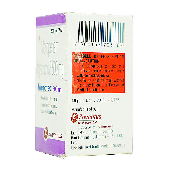 Merotec 500 mg Injection 1's, Pack of 1 INJECTION Merotec 500 mg Injection 1's, Pack of 1 INJECTION
