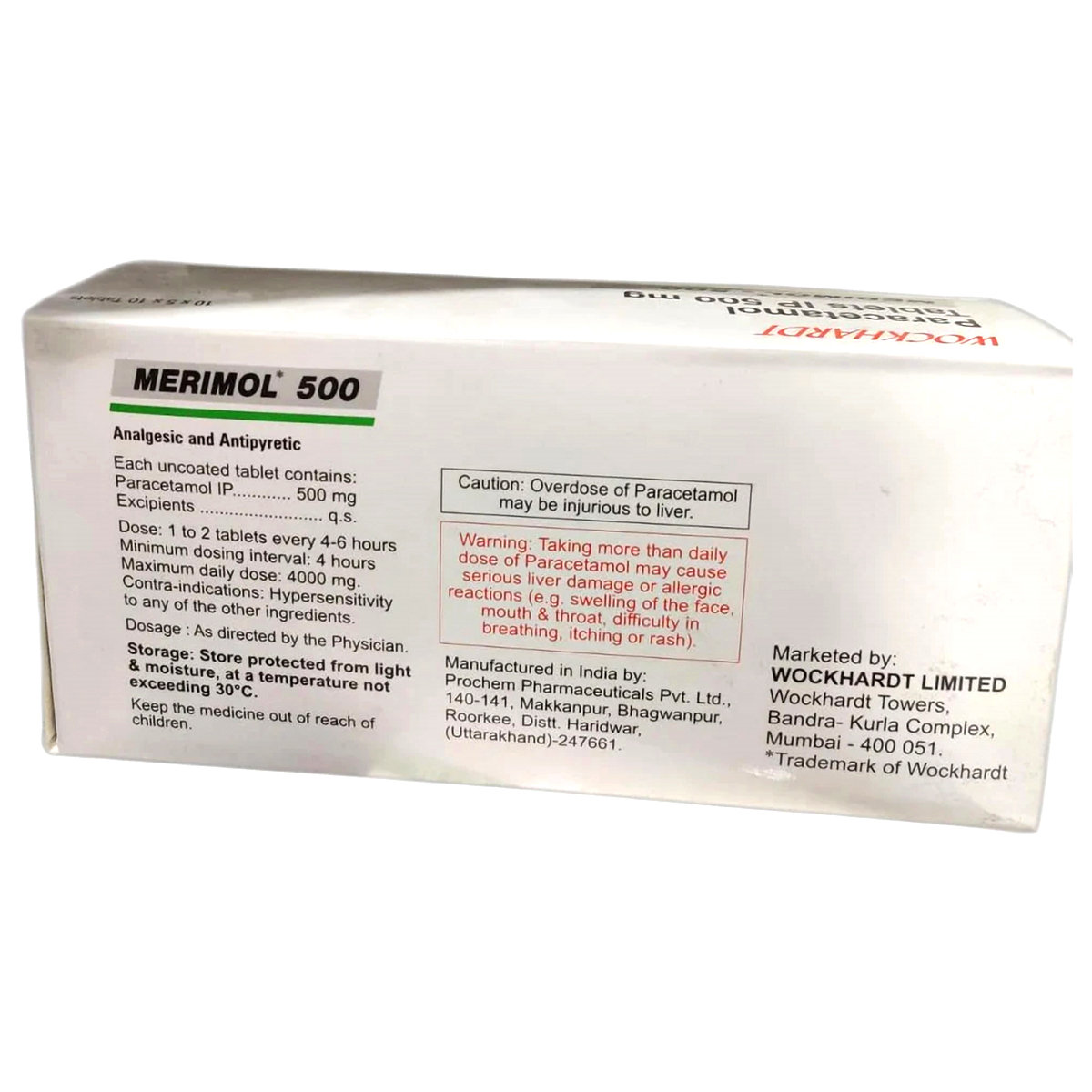 Merimol 500 mg Tablet 10's, Pack of 10 TABLETS Merimol 500 mg Tablet 10's, Pack of 10 TABLETS