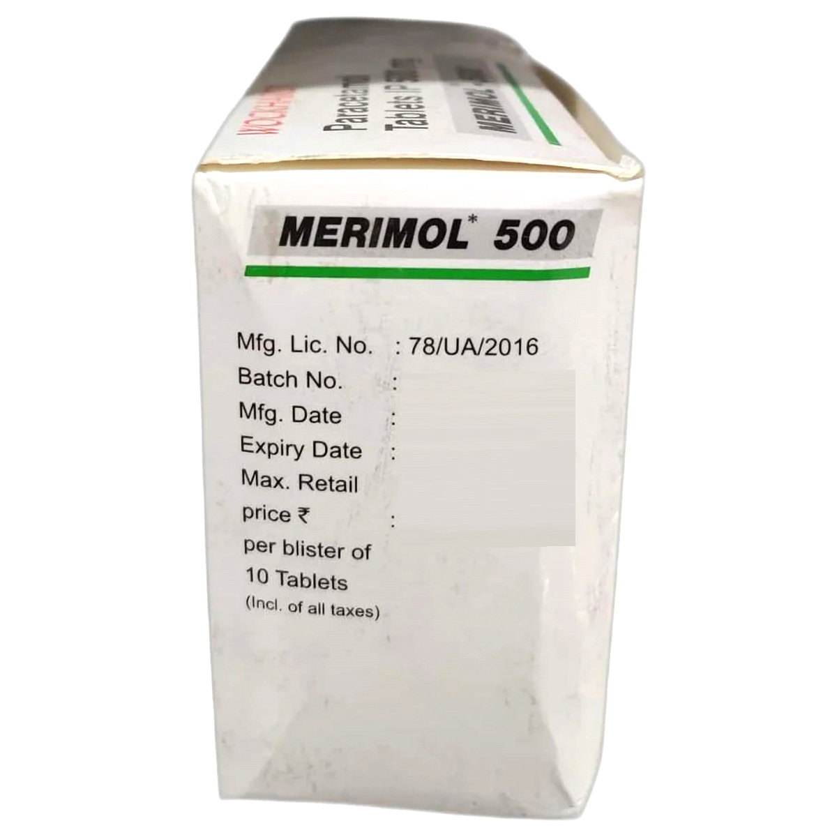 Merimol 500 mg Tablet 10's, Pack of 10 TABLETS Merimol 500 mg Tablet 10's, Pack of 10 TABLETS