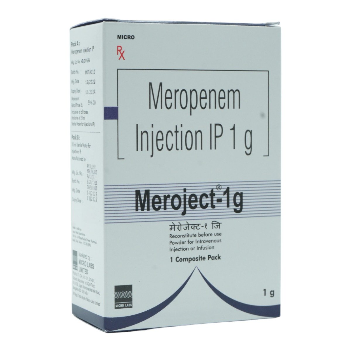 Meroject-1Gm Inj, Pack of 1 Injection Meroject-1Gm Inj, Pack of 1 Injection