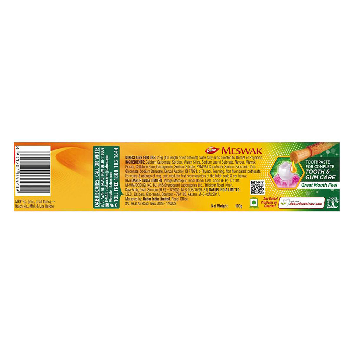 Dabur Meswak Complete Tooth & Gum Care Toothpaste, 100 gm, Pack of 1 