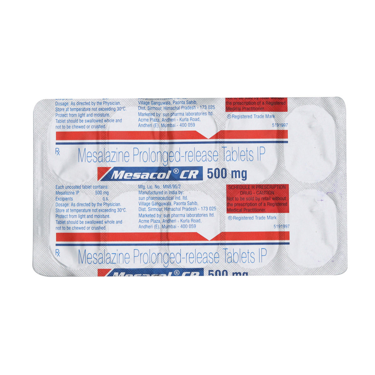 Mesacol CR 500 mg Tablet 10's Price, Uses, Side Effects, Composition ...